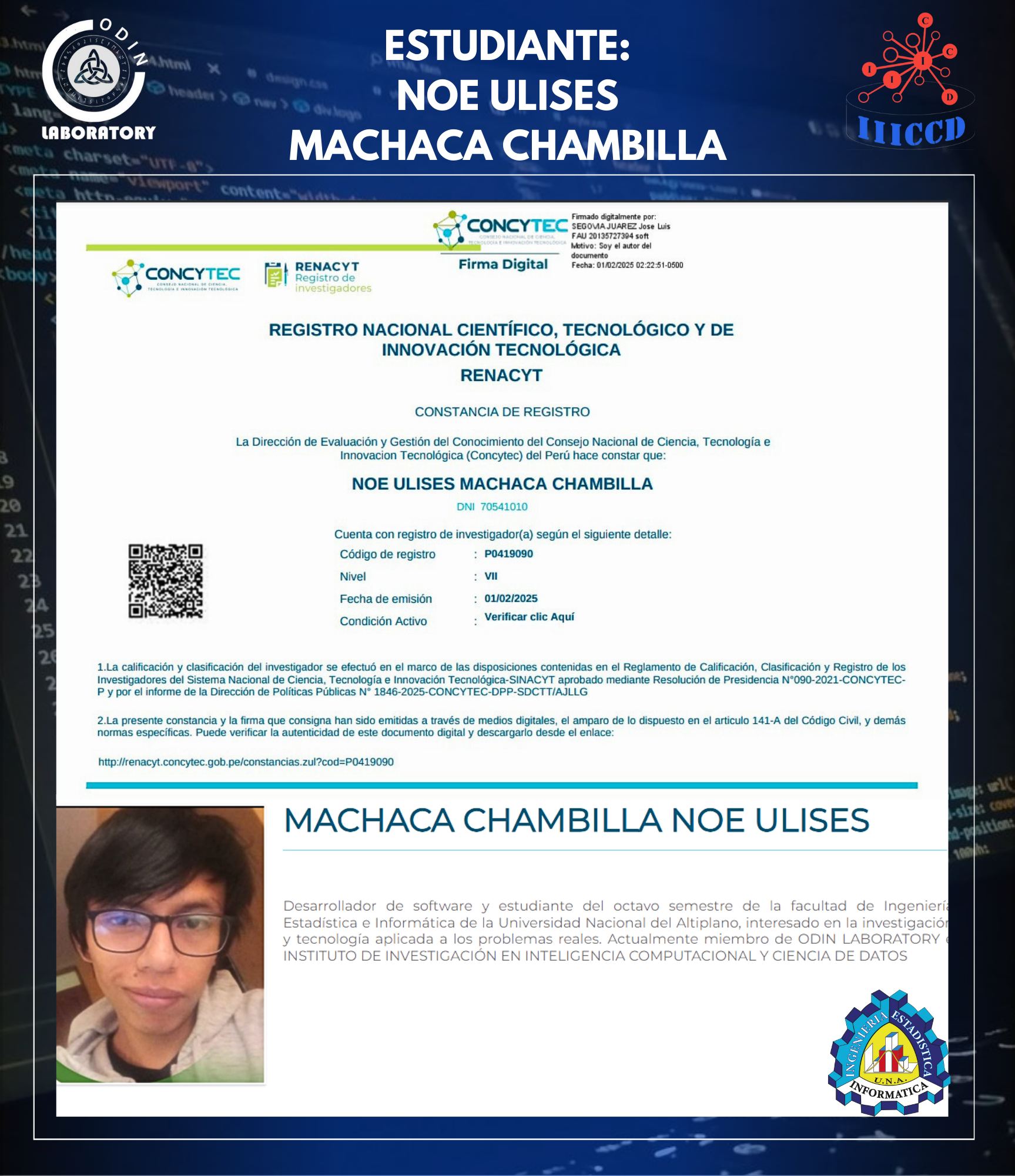 Foto de Est. MACHACA CHAMBILLA NOE ULISES